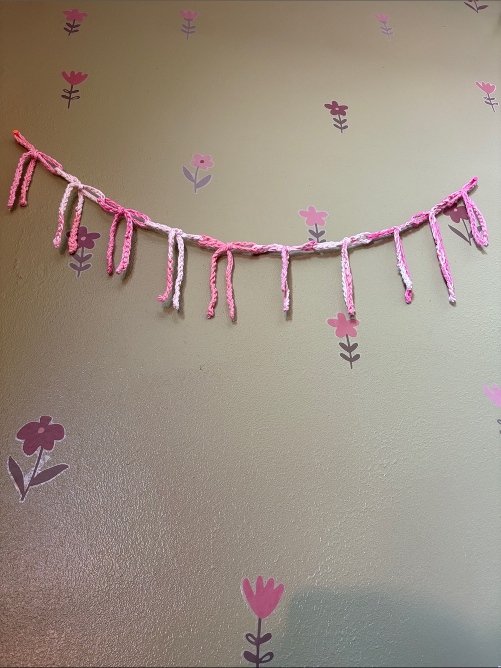 Handmade Pink and White Holiday Garland - Home Holiday Decoration